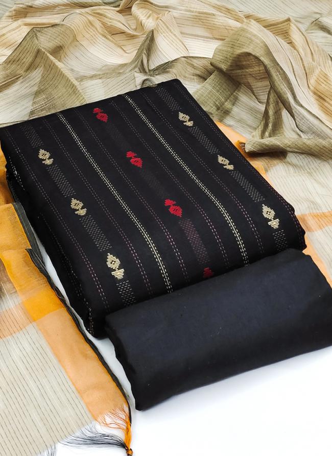 Cotton Jacquard Black Daily Wear Weaving Dress Material